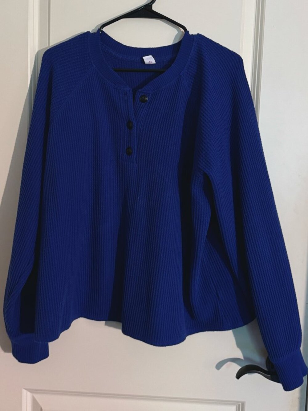 Old Navy Blue Long Sleeve Henley Waffle Shirt
